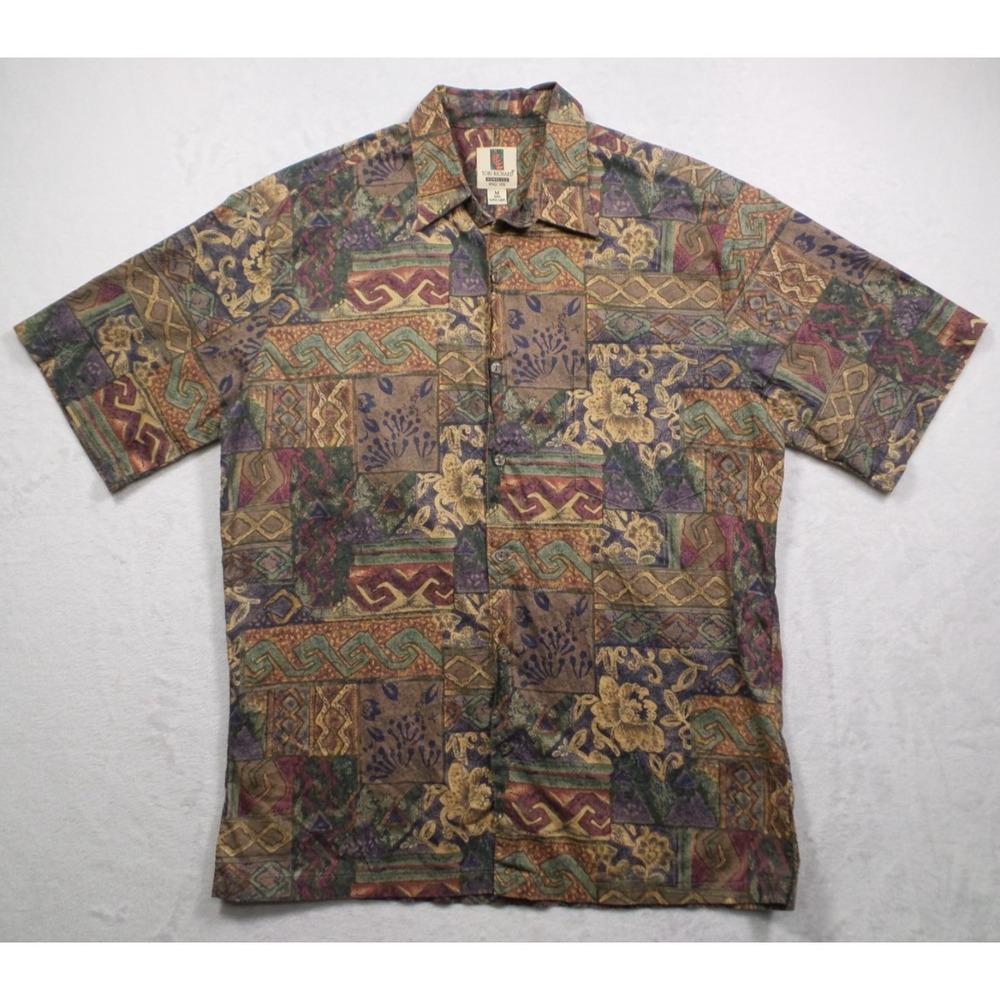 Tori Richard Shirt Mens Size Medium Brown Button Up Hawaiian Cotton Lawn